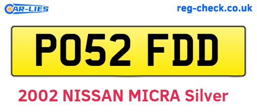 PO52FDD are the vehicle registration plates.