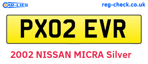 PX02EVR are the vehicle registration plates.