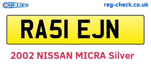 RA51EJN are the vehicle registration plates.