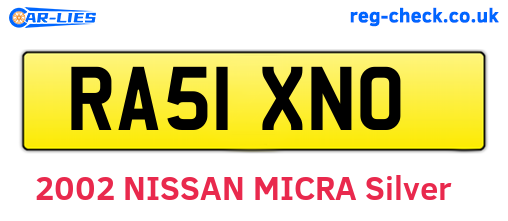 RA51XNO are the vehicle registration plates.