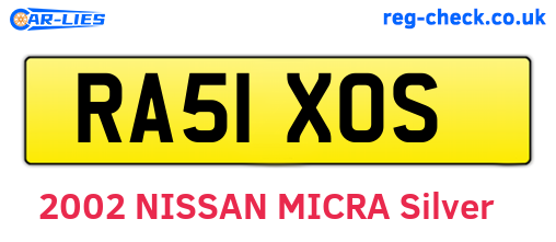 RA51XOS are the vehicle registration plates.
