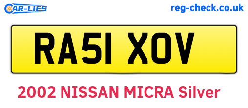 RA51XOV are the vehicle registration plates.