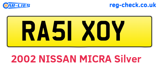 RA51XOY are the vehicle registration plates.