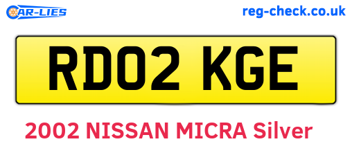 RD02KGE are the vehicle registration plates.