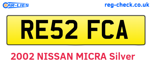 RE52FCA are the vehicle registration plates.