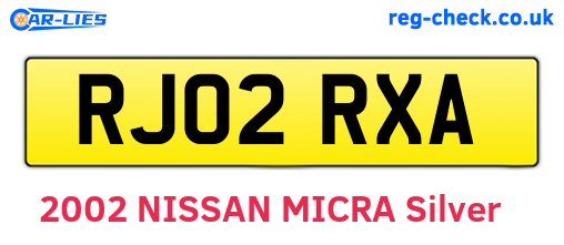 RJ02RXA are the vehicle registration plates.