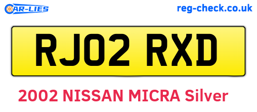 RJ02RXD are the vehicle registration plates.