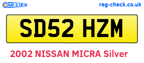 SD52HZM are the vehicle registration plates.