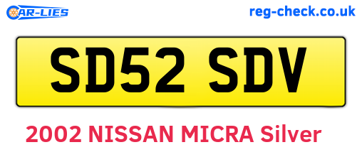 SD52SDV are the vehicle registration plates.