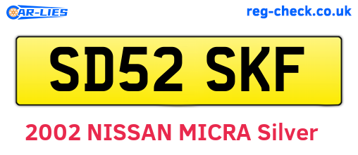 SD52SKF are the vehicle registration plates.