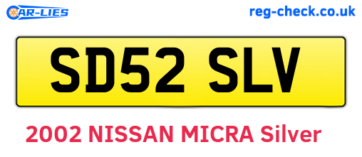 SD52SLV are the vehicle registration plates.