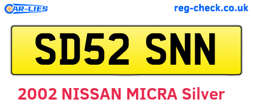 SD52SNN are the vehicle registration plates.