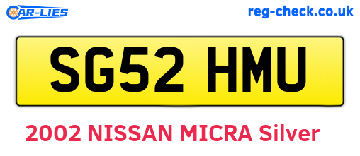 SG52HMU are the vehicle registration plates.