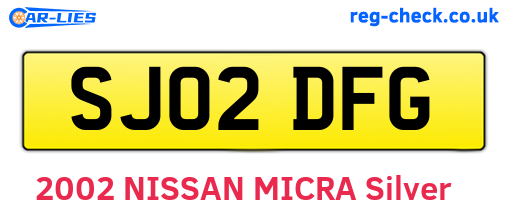 SJ02DFG are the vehicle registration plates.
