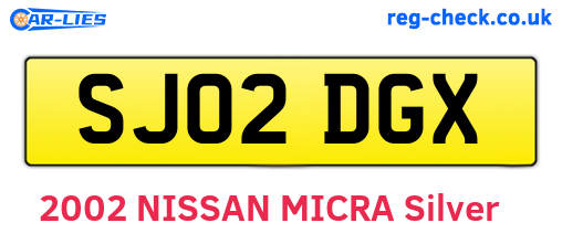 SJ02DGX are the vehicle registration plates.
