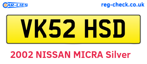 VK52HSD are the vehicle registration plates.