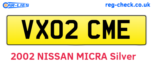 VX02CME are the vehicle registration plates.