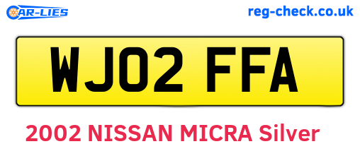 WJ02FFA are the vehicle registration plates.
