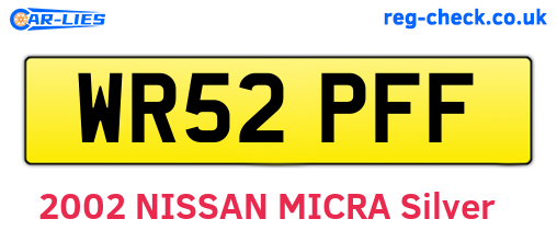 WR52PFF are the vehicle registration plates.