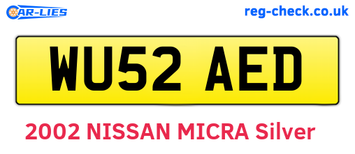 WU52AED are the vehicle registration plates.
