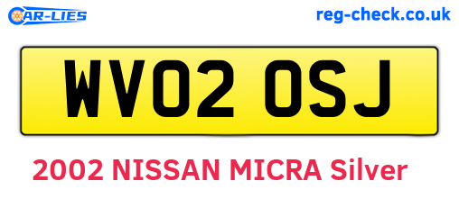WV02OSJ are the vehicle registration plates.