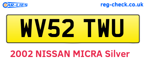 WV52TWU are the vehicle registration plates.
