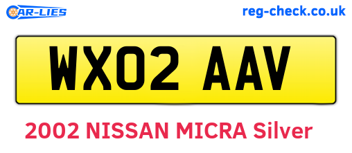 WX02AAV are the vehicle registration plates.