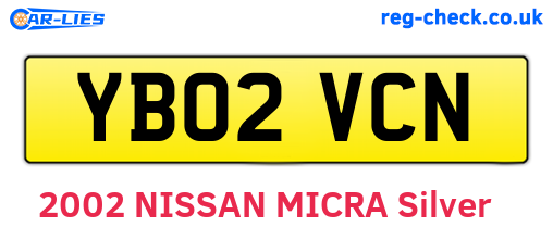 YB02VCN are the vehicle registration plates.