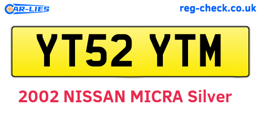 YT52YTM are the vehicle registration plates.