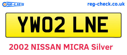 YW02LNE are the vehicle registration plates.