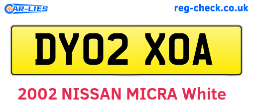DY02XOA are the vehicle registration plates.