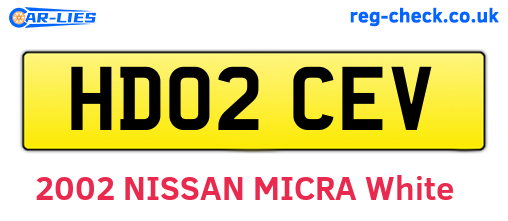 HD02CEV are the vehicle registration plates.
