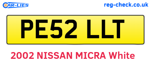PE52LLT are the vehicle registration plates.