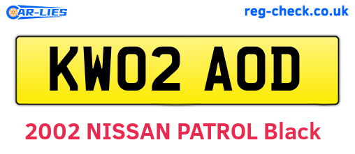 KW02AOD are the vehicle registration plates.