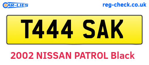 T444SAK are the vehicle registration plates.