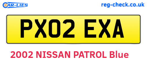 PX02EXA are the vehicle registration plates.