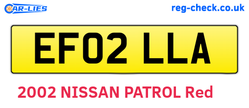 EF02LLA are the vehicle registration plates.