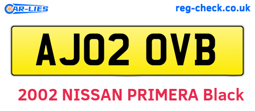 AJ02OVB are the vehicle registration plates.