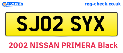 SJ02SYX are the vehicle registration plates.
