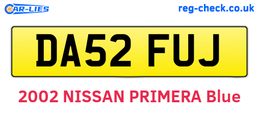 DA52FUJ are the vehicle registration plates.