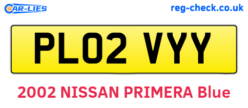 PL02VYY are the vehicle registration plates.