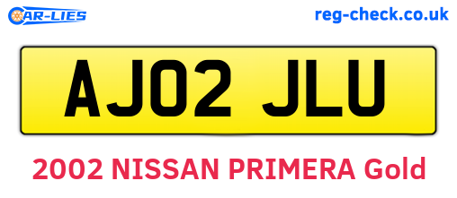 AJ02JLU are the vehicle registration plates.