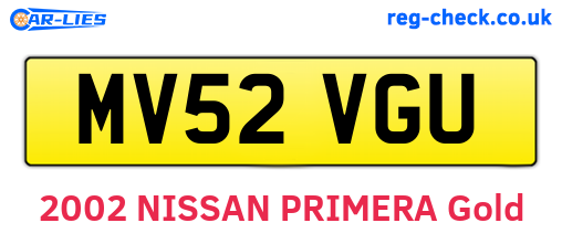 MV52VGU are the vehicle registration plates.
