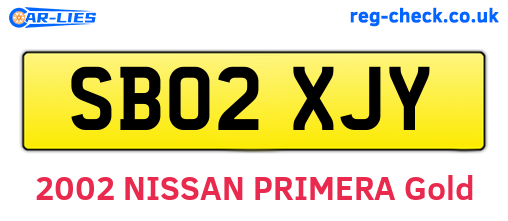 SB02XJY are the vehicle registration plates.