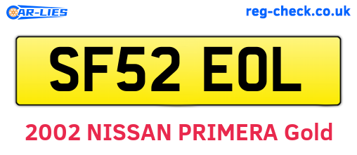 SF52EOL are the vehicle registration plates.