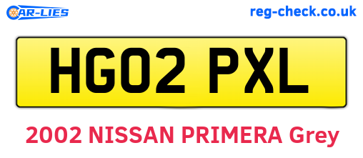 HG02PXL are the vehicle registration plates.