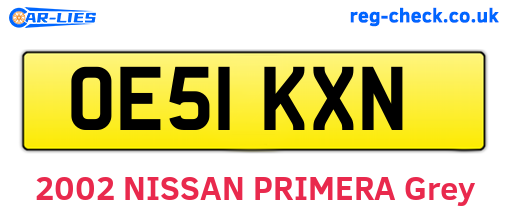 OE51KXN are the vehicle registration plates.
