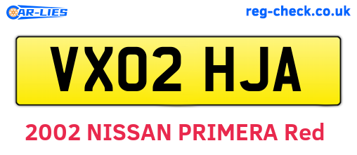 VX02HJA are the vehicle registration plates.