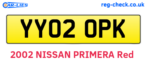 YY02OPK are the vehicle registration plates.