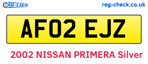 AF02EJZ are the vehicle registration plates.